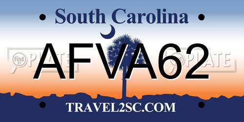 AFVA62 South Carolina License Plate