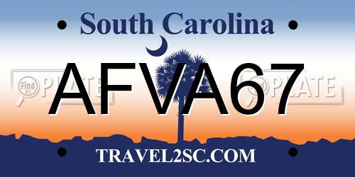 AFVA67 South Carolina License Plate