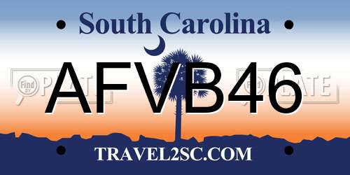 AFVB46 South Carolina License Plate