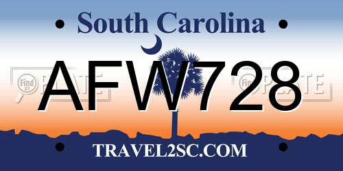 AFW728 South Carolina License Plate