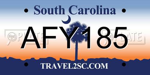 AFY185 South Carolina License Plate