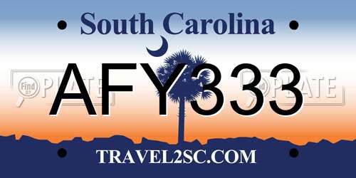 AFY333 South Carolina License Plate