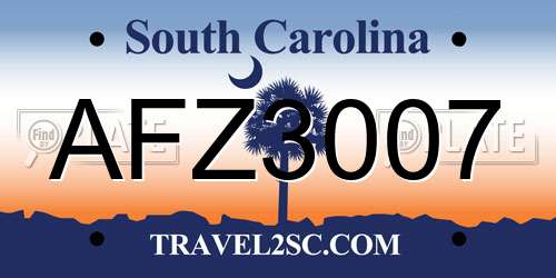 AFZ3007 South Carolina License Plate