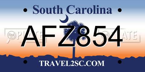 AFZ854 South Carolina License Plate