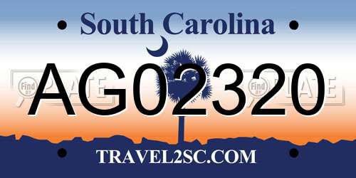 AG02320 South Carolina License Plate