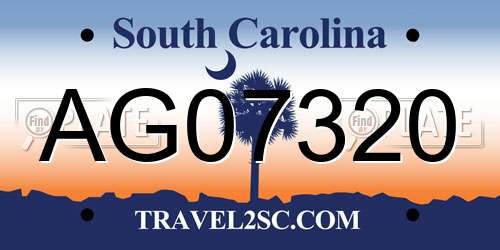 AG07320 South Carolina License Plate