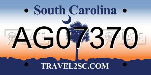 AG07370 South Carolina License Plate