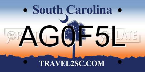 AG0F5L South Carolina License Plate
