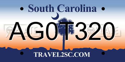 AG0T320 South Carolina License Plate