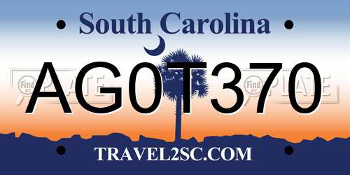 AG0T370 South Carolina License Plate