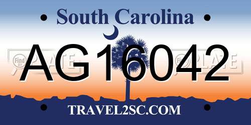 AG16042 South Carolina License Plate