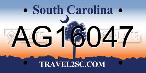 AG16047 South Carolina License Plate