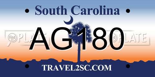 AG180 South Carolina License Plate