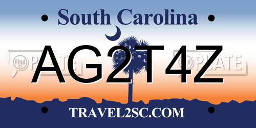 AG2T4Z South Carolina License Plate