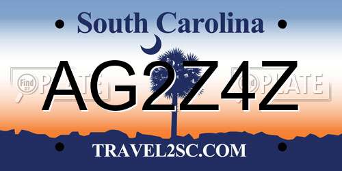 AG2Z4Z South Carolina License Plate