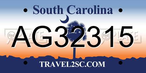 AG32315 South Carolina License Plate