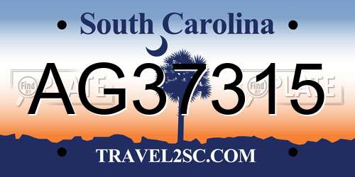 AG37315 South Carolina License Plate