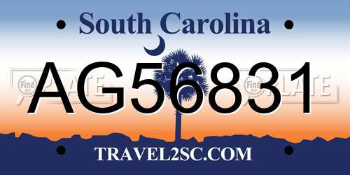 AG56831 South Carolina License Plate