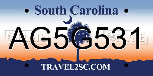 AG5G531 South Carolina License Plate