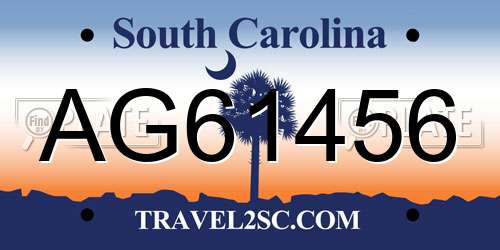 AG61456 South Carolina License Plate