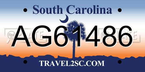 AG61486 South Carolina License Plate