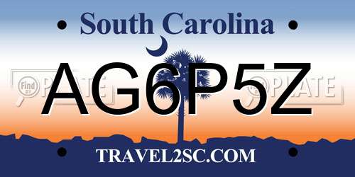 AG6P5Z South Carolina License Plate