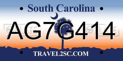 AG7G414 South Carolina License Plate