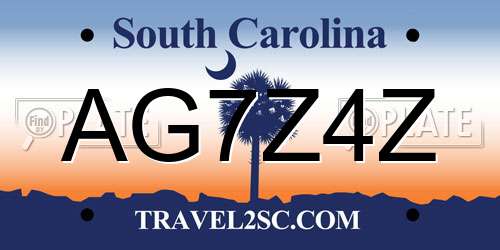 AG7Z4Z South Carolina License Plate