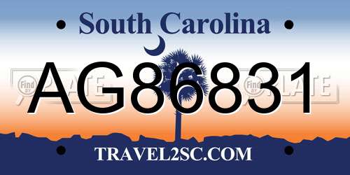 AG86831 South Carolina License Plate