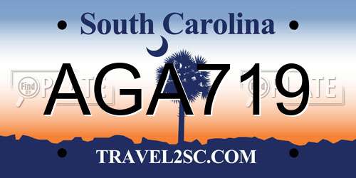 AGA719 South Carolina License Plate