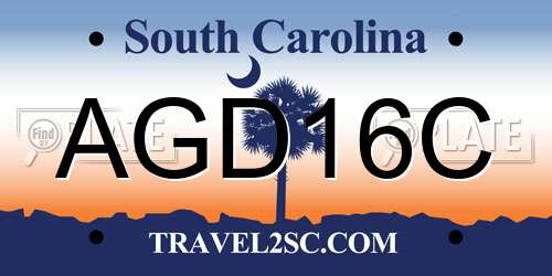 AGD16C South Carolina License Plate