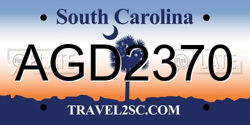 AGD2370 South Carolina License Plate