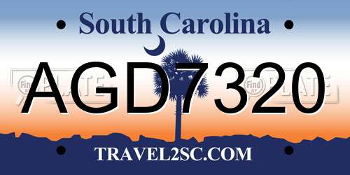 AGD7320 South Carolina License Plate