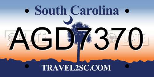 AGD7370 South Carolina License Plate