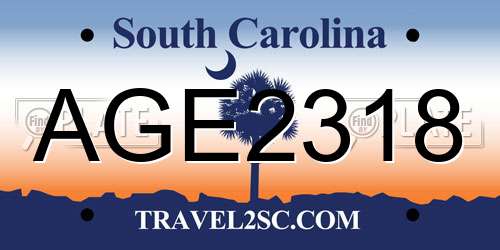 AGE2318 South Carolina License Plate