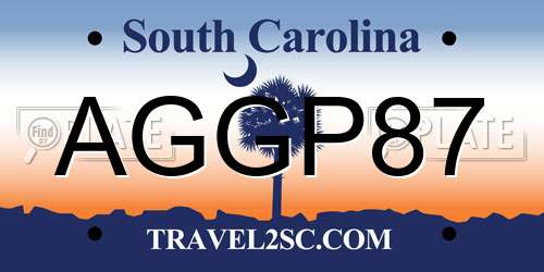 AGGP87 South Carolina License Plate