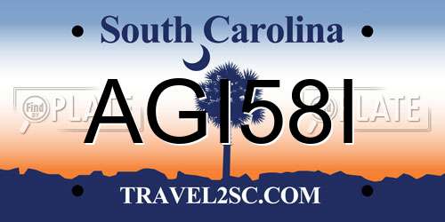AGI58I South Carolina License Plate