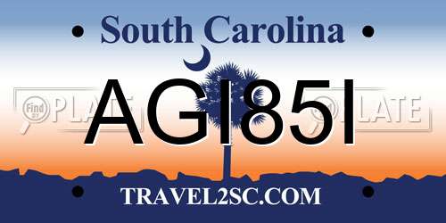 AGI85I South Carolina License Plate