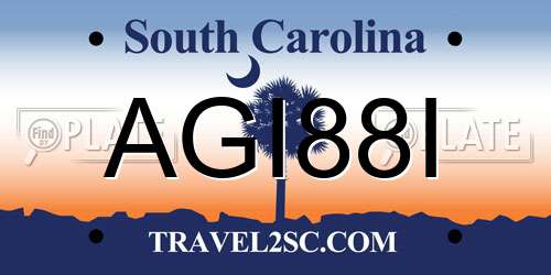 AGI88I South Carolina License Plate