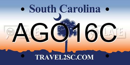 AGO16C South Carolina License Plate