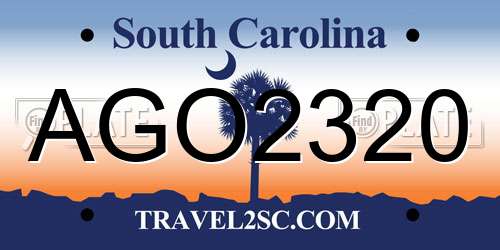 AGO2320 South Carolina License Plate