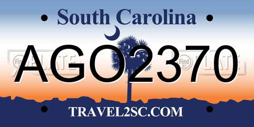 AGO2370 South Carolina License Plate