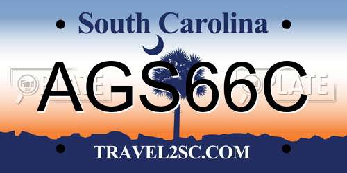 AGS66C South Carolina License Plate