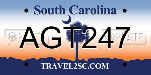 AGT247 South Carolina License Plate