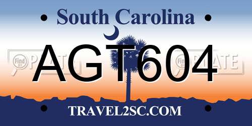 AGT604 South Carolina License Plate
