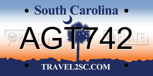 AGT742 South Carolina License Plate