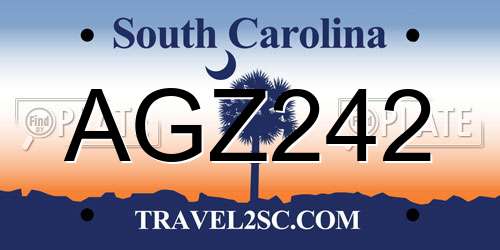 AGZ242 South Carolina License Plate