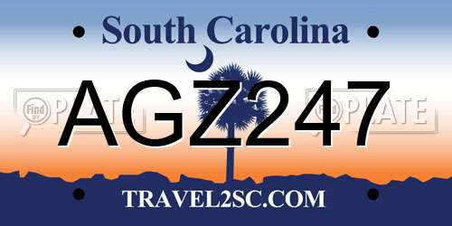 AGZ247 South Carolina License Plate