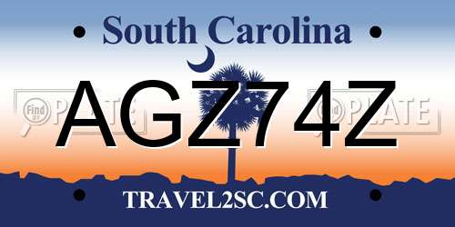 AGZ74Z South Carolina License Plate