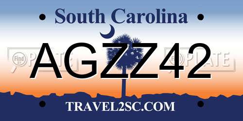 AGZZ42 South Carolina License Plate